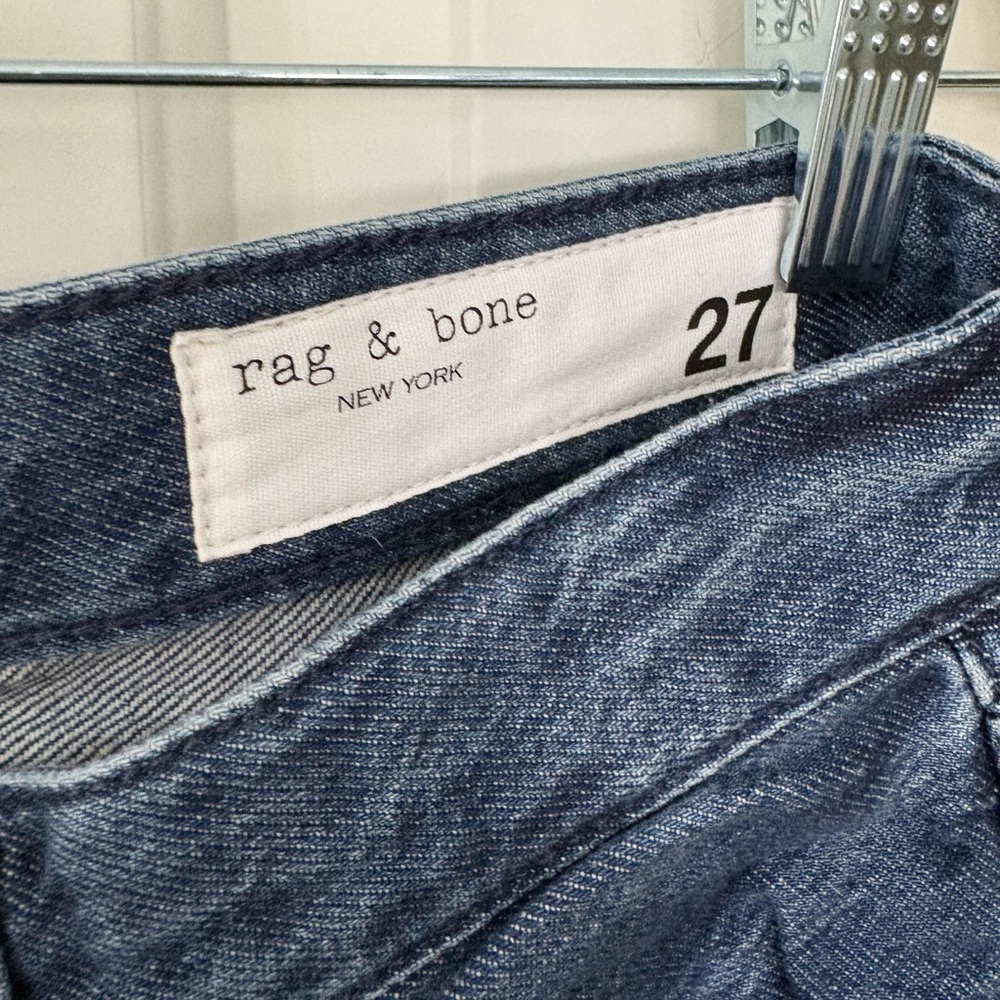 rag & bone Logan Mid-Rise Wide Leg Jeans in Blue Denim